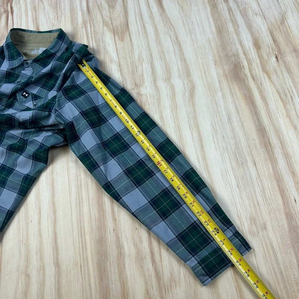 Under Armour Men's Expanse‎ Flannel Shirt 2XL Plaid Elbow Patches Green ColdGear